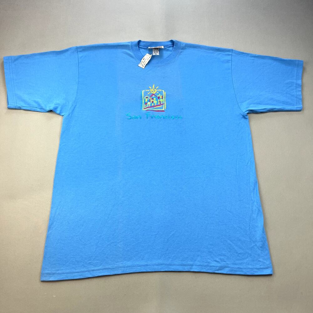 Vintage San Francisco T-Shirt Adult XL Blue California Painted Ladies City Art